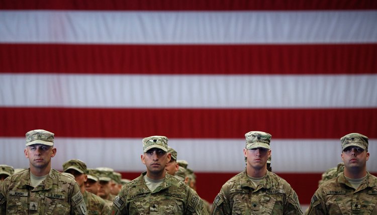 Army soldiers at attention during ceremony at Fort Knox