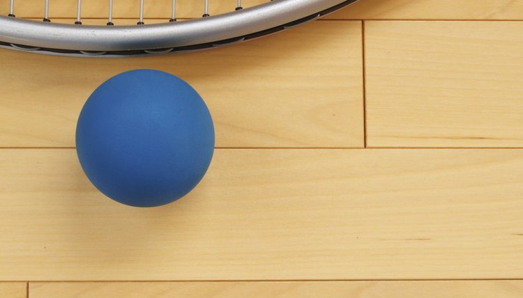 Blue Rubber Racquetball and Racquet