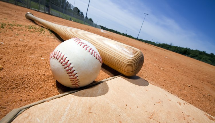 Baseball and Bat on Home Plate