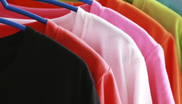 Close-up of t-shirt rack.