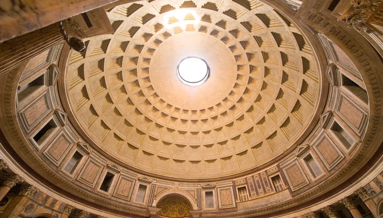 A view of the Pantheon's ceiling in Rome, Italy.