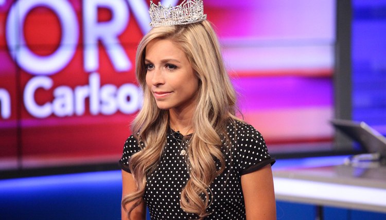 Miss America appearing on a television talk show.