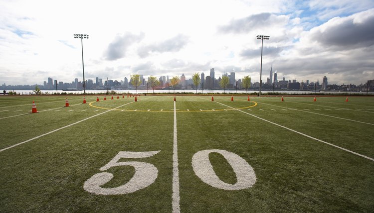 Football field with Manhattan in background