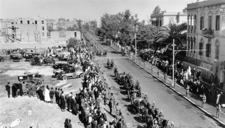 The British Army parading through the streets of Cairo in 1923.