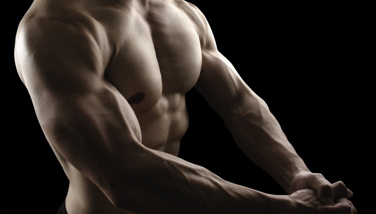Muscular male body on black background