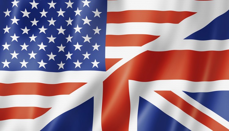 British and American flags.