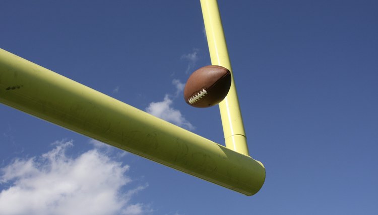 American Football kicked through the uprights or goal posts