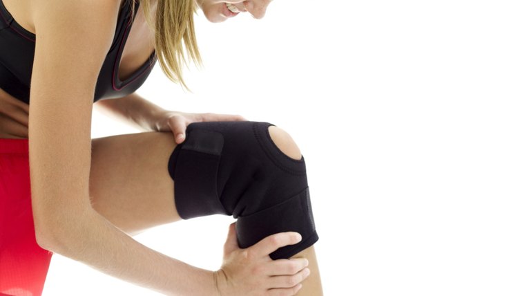 woman wearing a knee joint sprain bandage