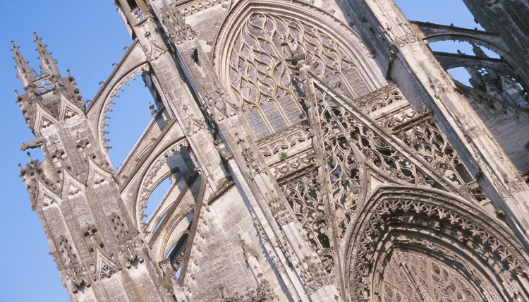 Medieval cathedrals were characterized by Gothic arches and flying buttresses.