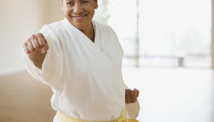 Hispanic woman practicing martial arts