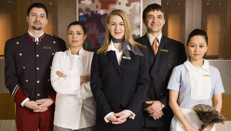 Portrait of serious hotel staff