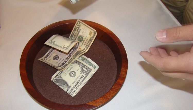 Close-up of tithing plate.