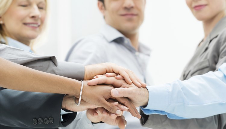 Part of a labor union making pact with hands