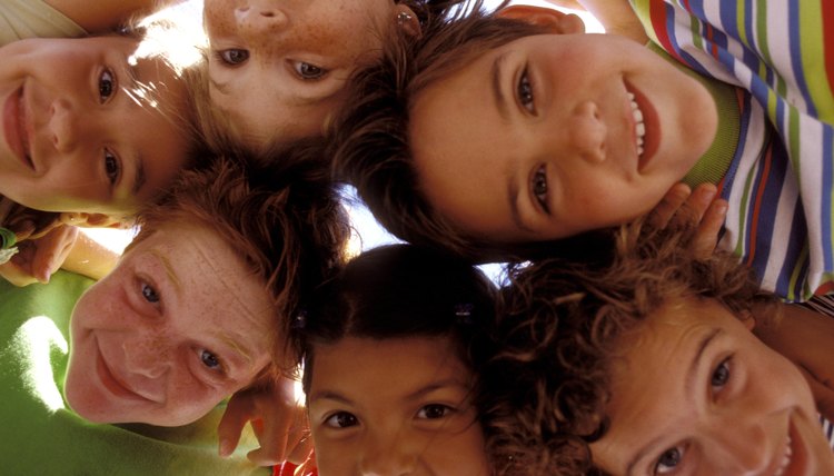 Children in a huddle