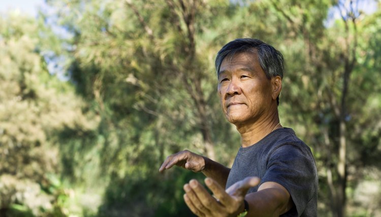 Man practicing martial arts