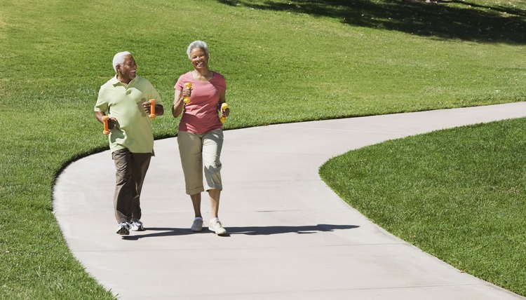 Senior couple walking