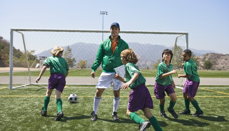 Boys' soccer team with coach