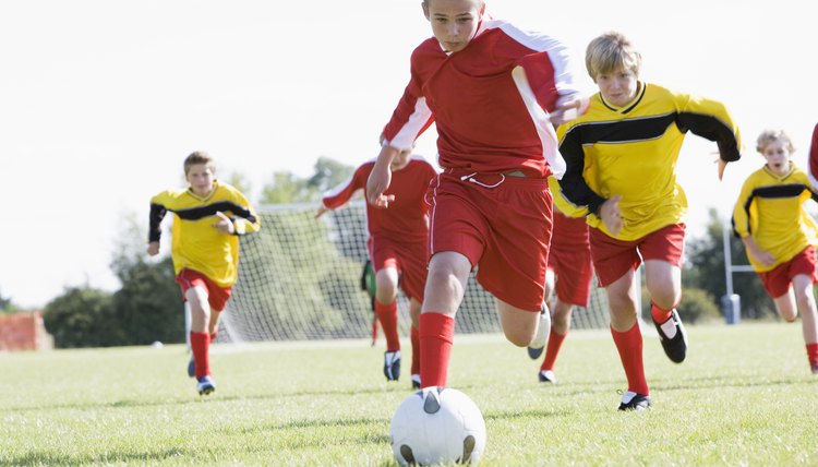 Boys playing soccer