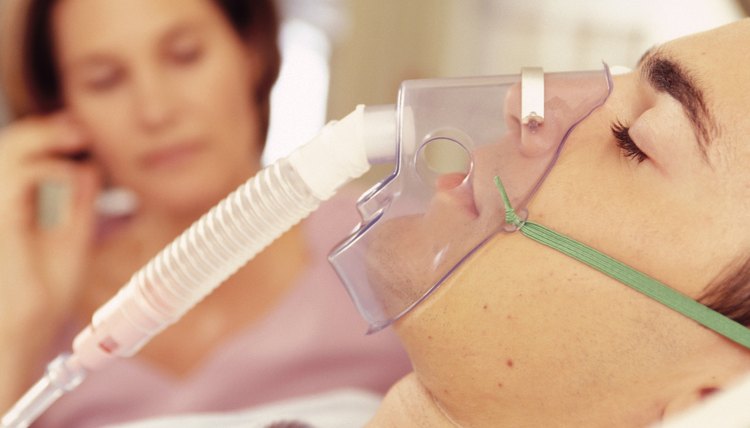 Patient with oxygen mask