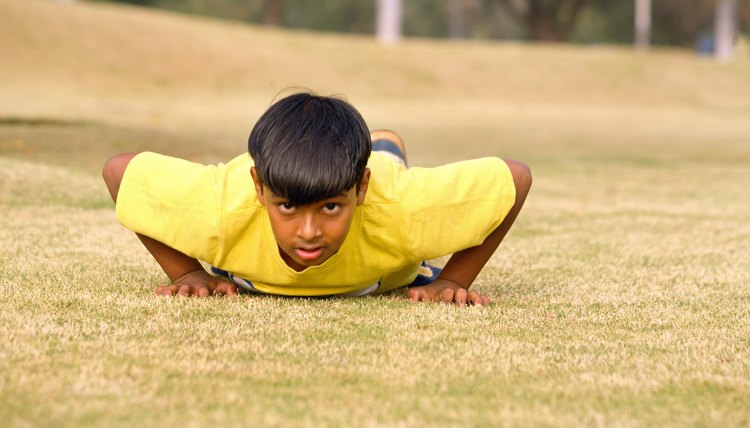 A boy exercising