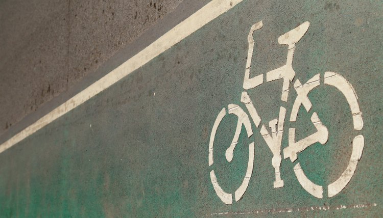 The sign of bicycle on a street.