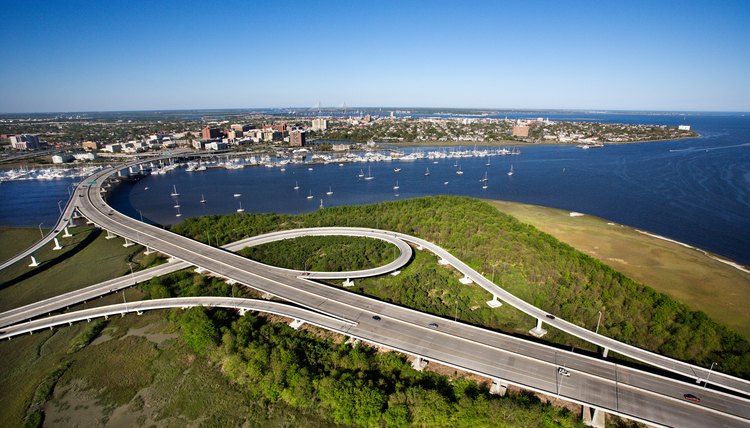 Aerial view of bridge over Ashley River, Charleston, South Carolina