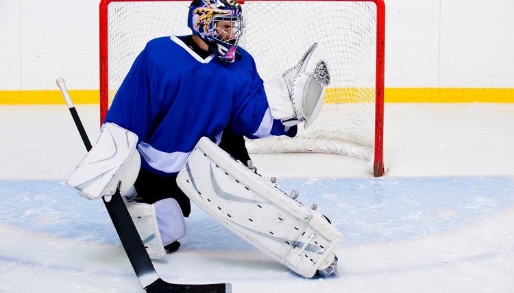 Ice hockey goalie in rink