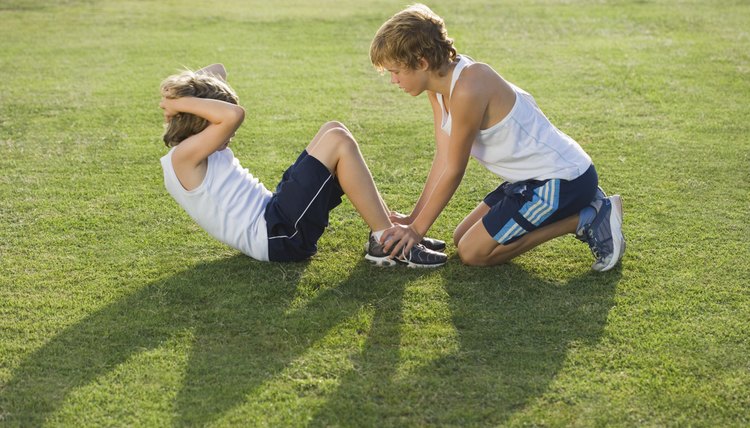 Boys working out together