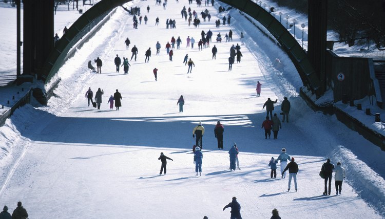 People ice skating outdoors, Ottawa, Canada