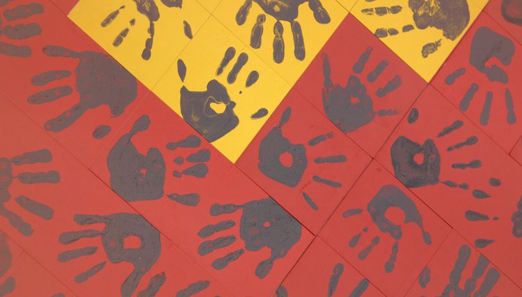 Hand prints represent one way friends connect.