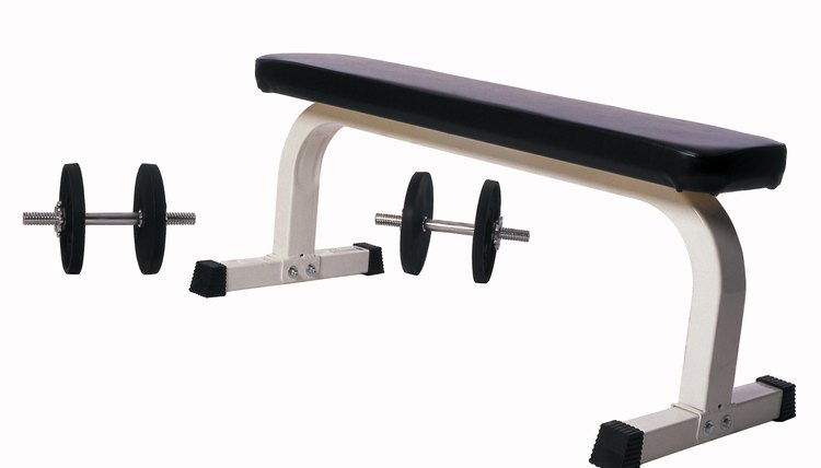 Workout bench and dumbbells