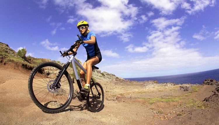 Woman riding bicycle