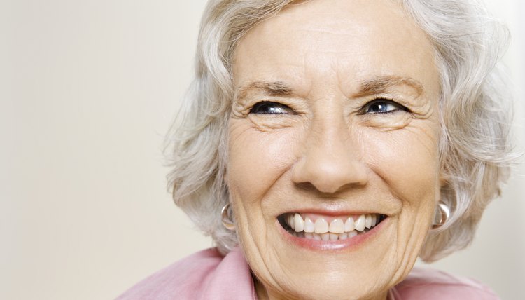 Portrait of elderly woman grinning