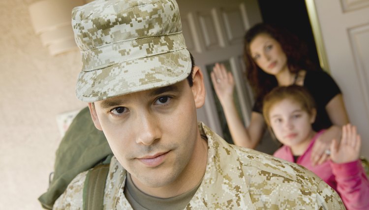 Soldier leaving home for war.