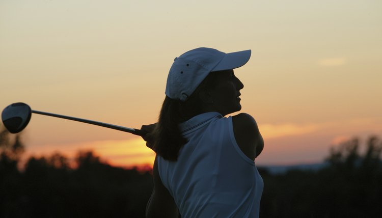 Woman playing golf