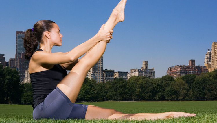 Woman stretching in the park