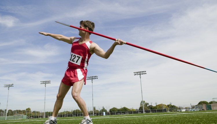 Male athlete holding javelin