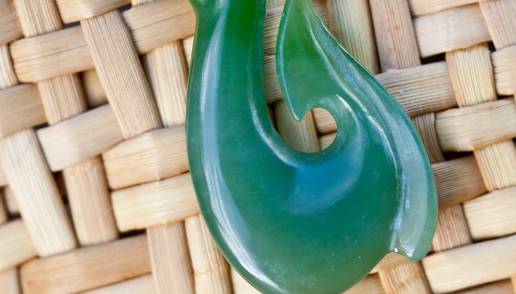 Close-up of jade pendant.