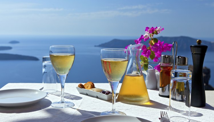 Add wine glasses to your Greek table for lunch and dinner.