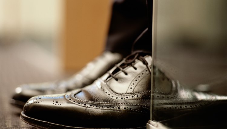 Dress shoes on man's feet.