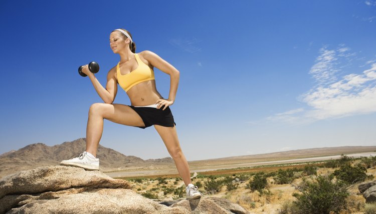 Woman exercising in desert