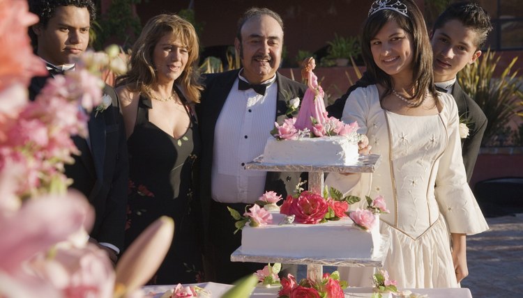 Quinceanera cake cutting ceremony