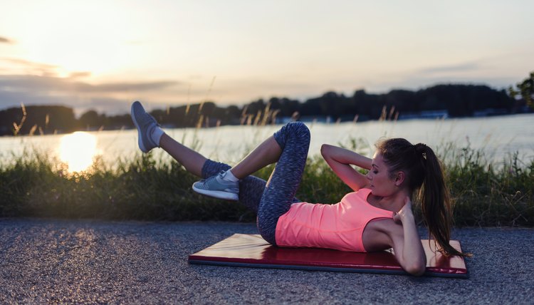 Outdoors Abs Workout By Pretty Fitness Woman