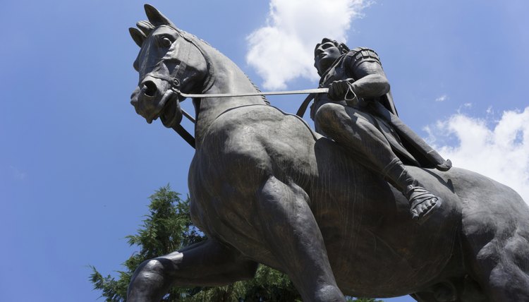 Large stone cavalry statue