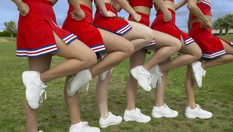 Low Section View of a Group of Cheerleaders Performing in a Line
