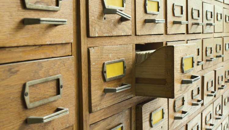 Old fashioned card catalog system
