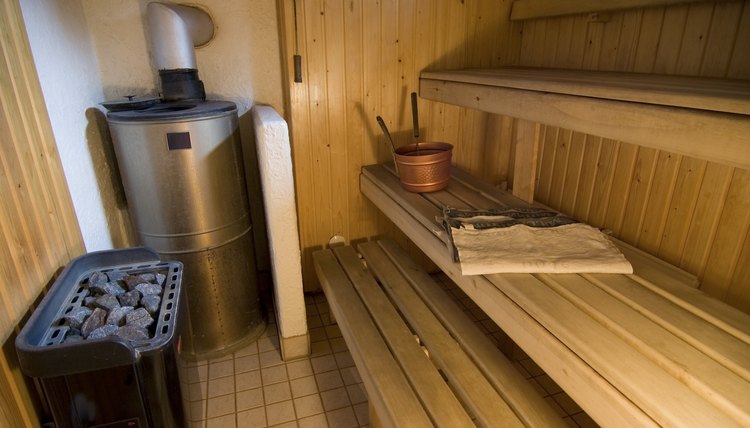 A typical Finnish sauna with two stoves