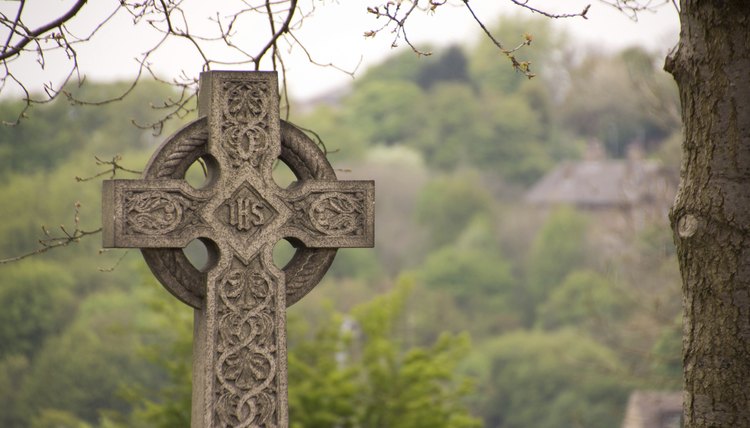 A Celtic cross in a cemetary in Ireland.