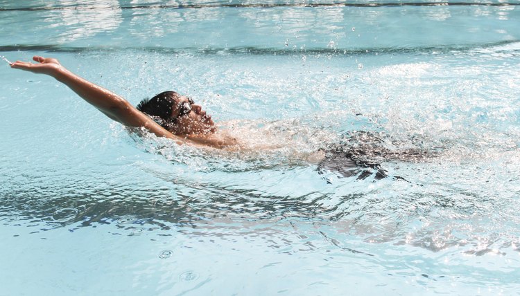 backstroke  in the swimming pool