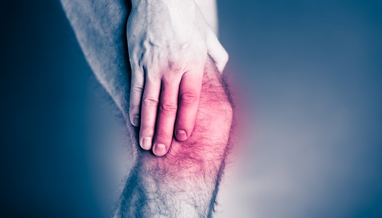 Knee pain, physical injury painful leg